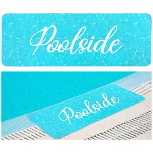 Jenaai 24" X 67" Poolside Mat Outdoor Rug, Non Slip Waterproof Rubber Mat for Deck, Edge of Pool, Patio, Beach, Summer Outside Swimming Decorative (Crystal Splash)