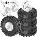 4PCS RC 1.9 in Wheel Tires for 1/10 TRX4 TRX6 SCX10 SCX10 II 90046 SCX10 III AXI03007 Gen7/8 D90 VS4-10 RC Crawler Car,BRCatWPark Alloy 1.9 Beadlock Wheel,Silver