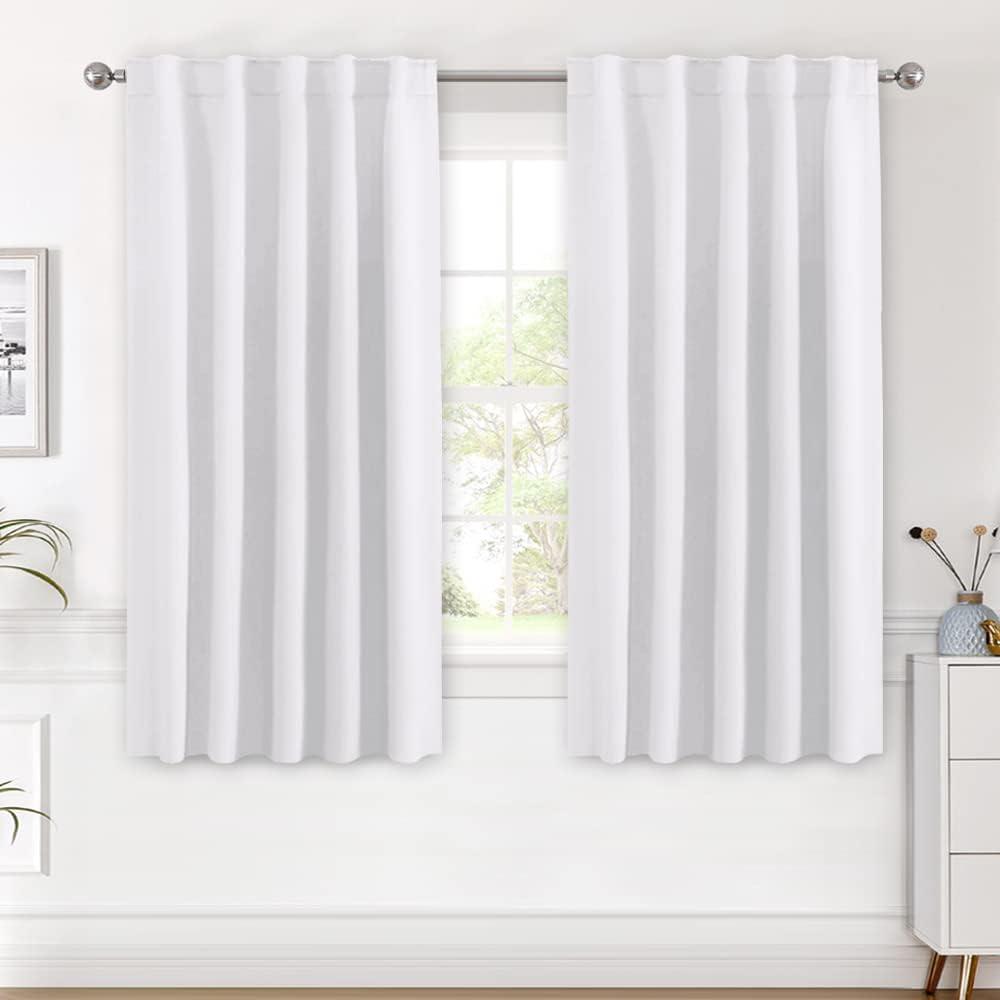 H.VERSAILTEX White Curtains Thermal Insulated Window Treatment Panels Room Darkening Privacy Assured Drapes for Living Room Back Tab/Rod Pocket Bedroom Draperies, 42 x 54 Inch, 2 Panels