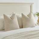 FUTEI Beige Decorative Throw Pillow Covers 20x20 Inch Set of 2,Soft Cozy Chenille Colorful Granular Textured Cushion Case,Modern Home Decor for Couch Bed Living Room