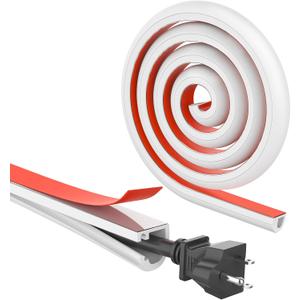 UOMTFAI Wall Cord Hider 196 Inch, Self Adhesive Cable Hider Cord Cover for Wires, Flexible Wire Cover Cable Raceway for Cord Management W0.59 H0.39in White