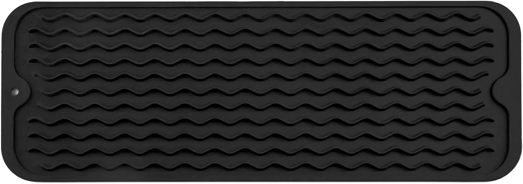 MicoYang Silicone Dish Drying Mat for Multiple Usage,Easy clean,Eco-friendly,Heat-resistant Silicone Mat for Kitchen Counter,Sink,Bar,Bottle,or Cup Black M 17 inches x 6 inches