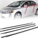 4Pcs Weatherstrip Window Moulding Trim Seal Belt Compatible with 2006-2011 Honda Civic Replace# 72460-SNA-A01 72410-SNA-A01