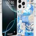 Magnetic for iPhone 16 Pro Case [Compatible with MagSafe] Seashell Ocean Blue Whale Retro Collage Design, Clear Slim Shockproof Phone Cover for Women Men