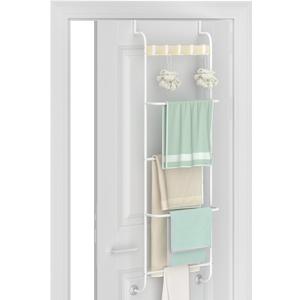 Over The Door Towel Rack, Back of Door Towel Rack, White Over The Door Hanger, Bathroom Behind Door Towel Holder with Hooks, Towel Bar Door Rack Hanger for Bedroom