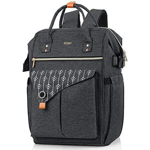 RJEU Women Backpack Travel Laptop Bag - 15.6 Inch Anti Theft Slim Backpack with USB Charging Port, Water Resistant Sturdy- School College, Ergonomic, Fits Notebook, Black