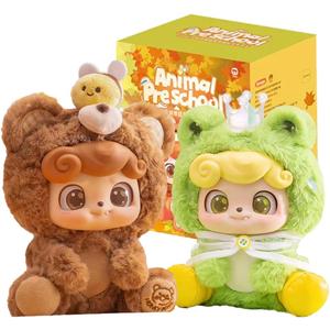 Q.Kid Animal Preschool Plush Series Blind Box 1PC (1 of 7 Possible Styles) Cute Figures Collectible Toys Birthday Gifts (1Pc-Blind Box)
