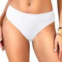 Zmart Women Full Coverage Bikini Bottoms - Mid Rise Bathing Suit Swim Bottom Swimsuit Swimwear (Small, White)