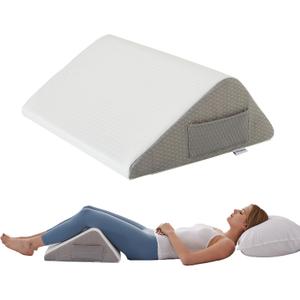 Bedluxe Knee Pillow for Back Sleeping, Leg Pillow Knee Wedge Pillow, Memory Foam Wedge Pillows for Legs Post Surgery, Triangle Pillow for Knee Support, Leg Elevation, Knees Hip Back Pain Relief, White, Size: 23.6*18.9*7.9 Inch