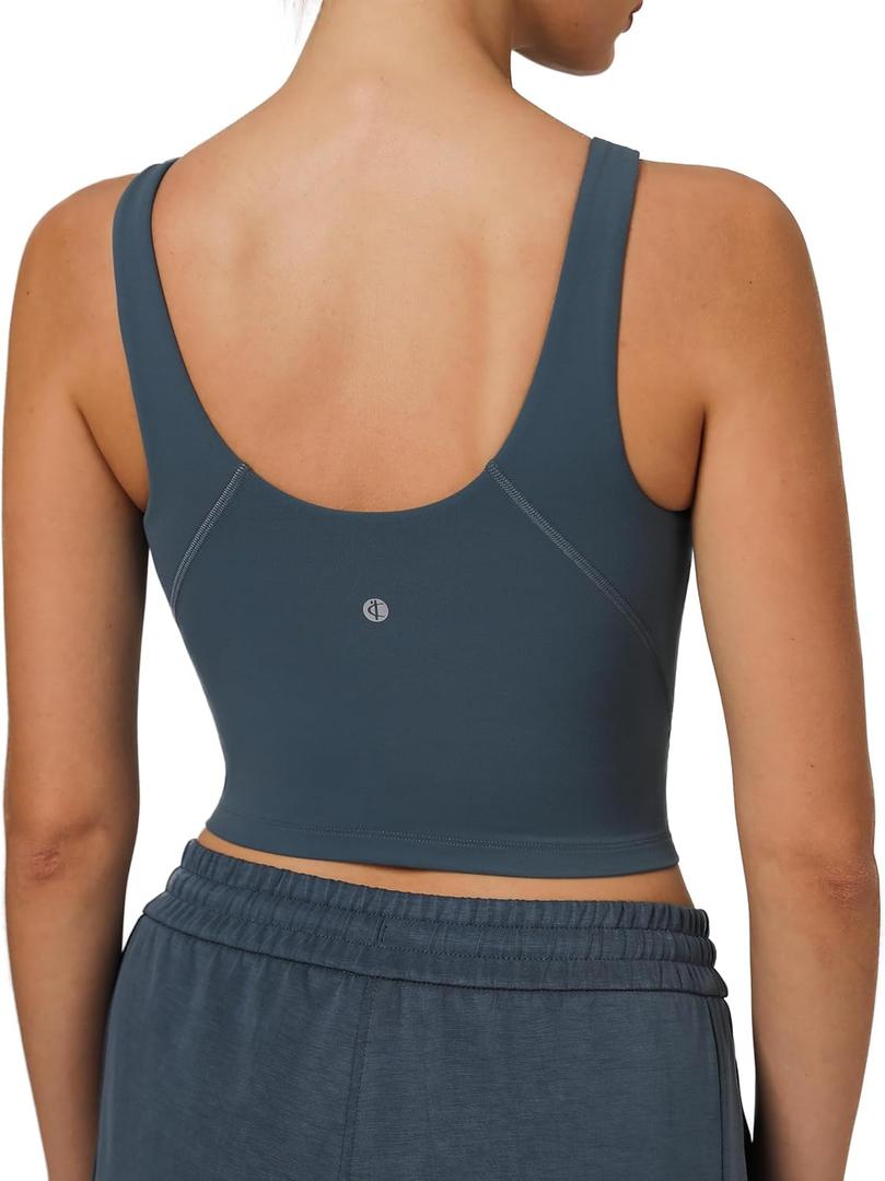 Colorfulkoala Dreamlux Womens Padded Sports Bra High Neck U-Back Yoga Running Workout Athletic Tank Top with Removable Cups (M), Dark Jasper