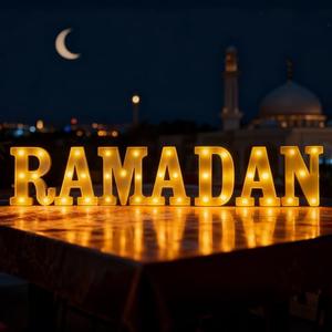 Coneatness Ramadan Decorations, Letter Sign LED Lights Battery Powered, Light Up Home Table Decor Hanging Decorations Indoor Outdoor