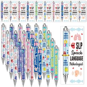 Feifeiya 48 Sets SLP Gifts with Cards Speech Therapist Pens SLP Graduation Teacher Appreciation Gifts Speech Language Pathologist Pens Presents for Therapist Doctor Nurse Coworkers Clinic Supplies