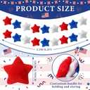 4th of July Garland Red White Blue Plush Star Garland 8.2 ft Soft Fuzzy Patriotic Star Banner USA Retro Banner for Fireplace Mantel 250th Anniversary Decorations for Independence Day Memorial Day
