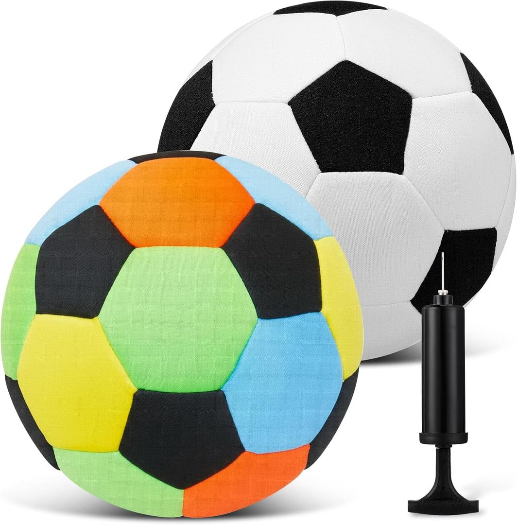 Soulchen 2 Pack Indoor Soccer Balls Soft Soccer Balls Size 4 for Kids Sports Gift Created for Ages 3+ Kids Boys Girls Practice Juggling Inside Your Home and Yard