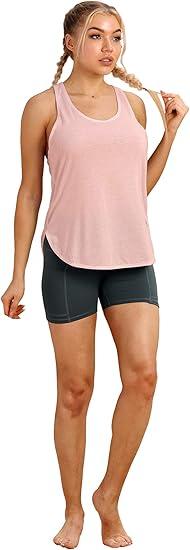 icyzone Workout Tank Tops for Women - Athletic Yoga Tops, Racerback Running Tank Top Loose Fit L