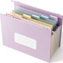 EcoStash Wheat Straw Expanding Hanging File Folders,1.2" Accordion Pockets,File Organizer,Large Capacity,Letter Size for Filing Cabinet, 100% BPA Free, Return to Nature, Healthy Living-Lavender purple