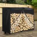 Peryiter 4 ft Waterproof Firewood Rack Cover with Clear Window Heavy Duty 600d Oxford Windproof Outdoor Wood Pile Storage Cover with Zipper and Openable Clear Front Flap, Log Rack Not Included