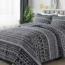 Travan 3-Piece King Quilt Set Striped Pattern Microfiber Soft Lightweight Bedding Set with Shams for All Season, Black Strips, King Size