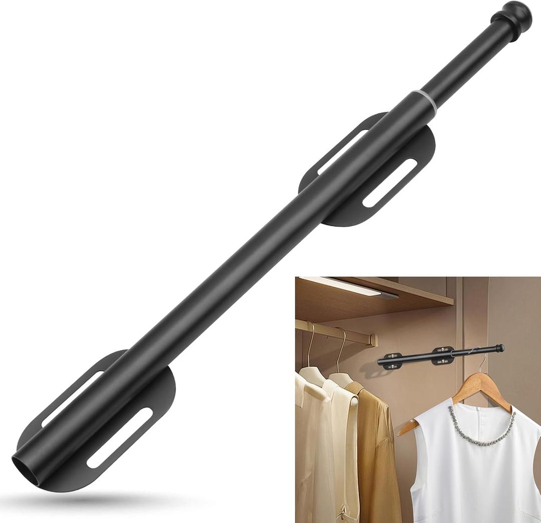Creatyi 12.6" Stainless Steel Valet Rod Pull Out Valet Rods for Closet Heavy Duty Closet Valet Rods,Clothing Hanging Drying Closet Storage Organizer for Bedroom Laundry Room Bathroom (Black Gray)