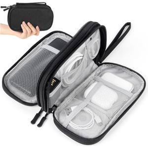 Travel Electronics Pouch Bag, Black Electronics Accessories Organizer Bag, Travel Cable Organizer Pouch for Charger Cord Phone Earphone Mouse