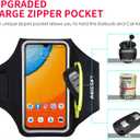 Running Armband with Earphone Bag Cell Phone Armband for iPhone 16 15 Pro 14 Plus 13 11 XR XS, Galaxy S24/S10 Water Resistant Sports Phone Holder Case & Zipper Slot Car Key Holder for 6.9 inch Phone