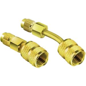 R410A Adapter with 5/16 Inch SAE Female Quick Coupler and 1/4 Inch SAE Male Flare for Air Conditioner HVAC Refrigeration Brass Adapters - Straight and Angled