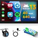 [4G+64G] Android Car Radio 7 Inch Double Din with Wireless Carplay & Android Auto, Hodozzy Touch Screen Car Radio GPS Navigation WiFi Bluetooth FM/RDS Radio EQ/USB/SWC+AHD Backup Camera