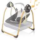 Electric Baby Swing for Infants to Toddler| Portable Infant Swing with Remote Control, Rocker with 5 Speeds, 3-Point Harness for Baby Boy Girl (Light Grey)