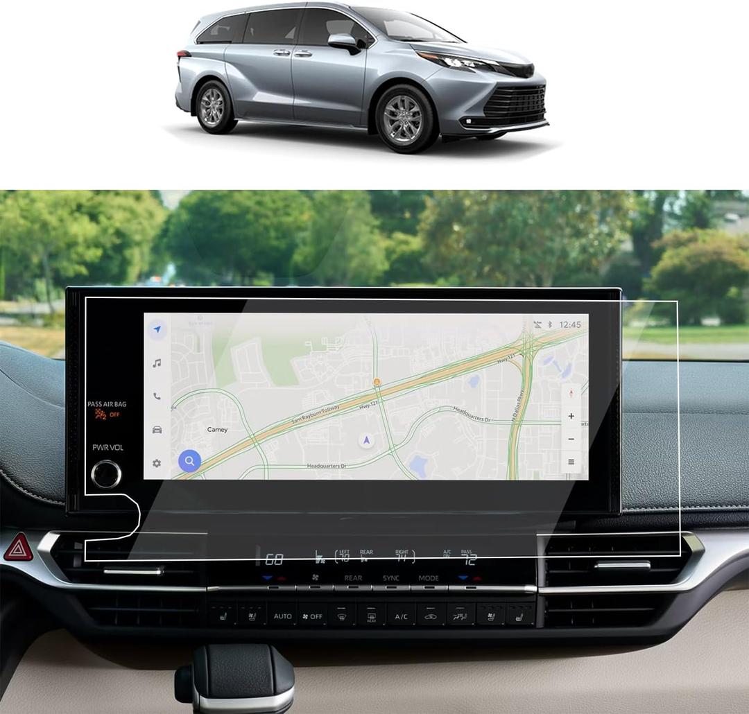 For 2025 2026 Toyota Sienna (XLE/XSE/Limited/Platinum/Woodland Edition) 12.3-Inch Tempered Glass Screen protector Touchscreen 9H Anti-Scratch High Clear