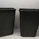 Amazon Basics Rectangular Plastic Office Wastebasket, Easy to Clean, 10 Gallon, Black, 2-Pack