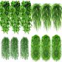 Daifunli 72 Pcs Artificial Hanging Plants Fake Hanging Ferns Plastic Fake Plant for Wall Room Garden Garland Indoor Outdoor Decor No Basket (Boston,Eucalyptus,Ivy Vine,String of Pearls)