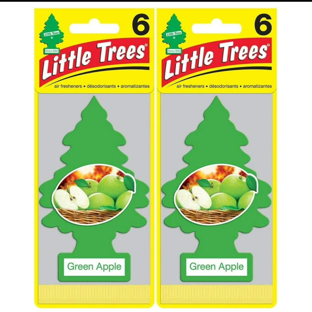 LITTLE TREES Car Air Freshener Hanging Tree, Green Apple (12 Pack)