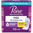 Poise Incontinence & Postpartum Pads for Bladder Leaks, 6 Drop Ultimate Absorbency, Regular Length, 112 Count, Packaging May Vary : Health & Household