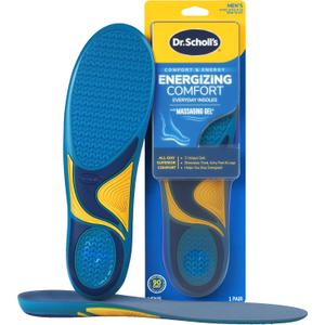 Dr. Scholls Energizing Comfort Mens Everyday Insoles with Massaging Gel - Clinically Proven, All-Day Energy and Comfort Inserts with Patented Triple Gel Design - Shock Absorbing, Arch Support (1 Pair (Pack of 2))