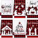 Bencailor 6 Pcs Christmas Kitchen Towels Nativity Scene Dish Hand Towels Buffalo Plaid Red Jesus Xmas Washcloths for Christmas Bathroom Home Decor Gifts (Classic Color)