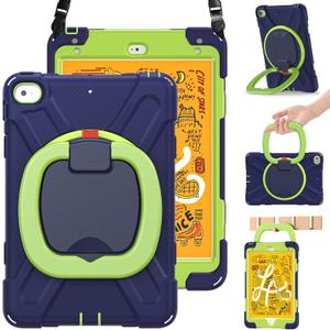 BRAECN Case for Kids iPad mini 5 Case-Drop/Shock Proof, Full Body Bumper Silicone Case with Pencil Holder, Hand Grip, Stable Kickstand, Shoulder Strap for iPad mini 5/4 2019/2015 7.9 Inch, Navy+Green