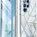 i-Blason Glitter Case for Samsung Galaxy S22 Ultra (6.8 Inch) 5G Mobile Phone Case Bumper Case 360 Degree Protective Case Glossy Cover [Cosmo] with Integrated Screen Protector 2022 Edition (Coast)