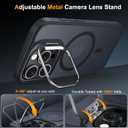 Magnetic & Stand for iPhone 16 Pro Max Case with 9H Screen & Lens Protector[Fit for Magsafe][Metal Kickstand][Colorful Frame] Translucent Matte Back Skin-Touch Phone Case for iPhone 16 Pro Max