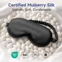 Umisleep Sleep Mask for 100% Pure Mulberry Silk, 22 Momme 6A Soft Eye Masks for Sleep, Adjustable Sleep Masks for Women Men, Light Blocking Sleeping Mask, Silk Eye Mask for Sleeping, Blindfold, Black