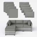 9 Pcs Outdoor Patio Cushions Covers Replacement Waterproof with Zipper for 5 Pcs Patio Furniture Set, Covers Only, Standard