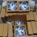 Teenyyou 50 Pack Wedding Favors for Guests Small Ceramic Bowls Bulk Gifts Set 3.3 Inch Blue Floral Design Mini Dipping Bowl Sauce Dish with Cards Box for Party Shower Favor Souvenir, Classic