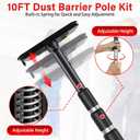 10FT Dust Barrier Poles Kit,Spring Retractable Zipper Wall Poles,Heavy-Duty Dust Barrier System with Patented Design,3-Section Telescopic Poles for Home Renovation,Construction Remodeling Projects