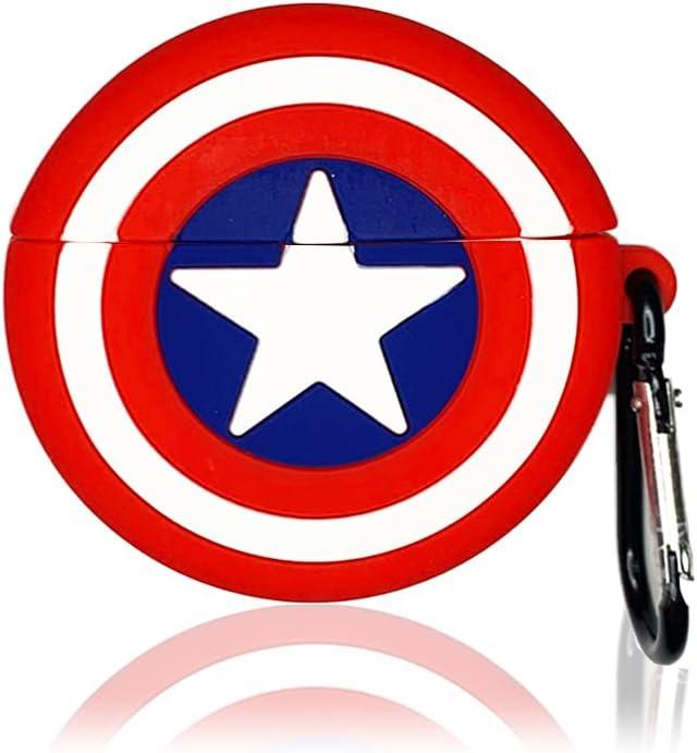 2 x Cute Case Cover Compatible with AirPods 3rd with Carabiner Keychain Hook,Funny Unique 3D Soft Silicone Shockproof Protective Skin Case Cover for Airpod 3rd Case-Shield