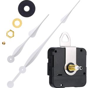 Hicarer High Torque Long Shaft Clock Movement Mechanism Clock Replacement Motor with 12 Inch Long Spade Hands (Silver)