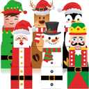 Moinchore 24 Pcs Christmas Gift Boxes Stackable Xmas Decorative Large Snowman, Reindeer, Santa, Nutcracker, Cardboard Nesting Decorations Stacking for Tree Decor