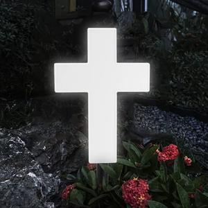 Solar Lighted Cross Grave Lighted Garden Cross Stake Decor LED Jesus Cross Light Decoration for Home Memorial Decoration,Outdoor Yard, Home, Patio, White, LAMP1