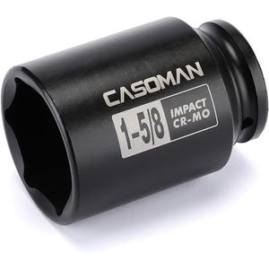 CASOMAN 6-Point 1/2-Inch Drive Deep Impact Socket- 1-5/8" (SAE), CR-MO, 1/2-inch Drive 6 Point Axle Nut Socket for Easy Removal of Axle Shaft Nuts (1-5/8")