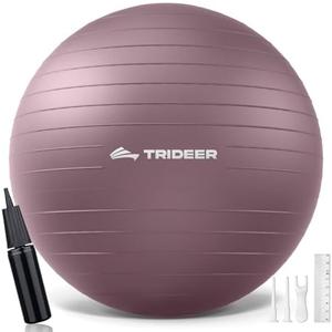 Trideer Yoga Ball - Exercise Ball for Workout pilates Stability - Anti-Burst and Slip Resistant for physical therapy, Birthing, Stretching & Core Workout, Office Ball Chair, Flexible Seating, Home Gym Size L 23"-26"/58-65 Cm