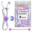 Magnetic Cable Ties, Reusable Silicone Magnetic Cord Ties, Strong Magnet Twist Ties for Cord Organizer Keeper Wrap Clips Bundling and Organizing, Holding Stuff, Fridge Magnets (8-Pack, Purple)
