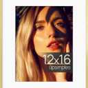 upsimples Aluminum 12x16 Picture Frame Gold, Display Photo 8.5x11 with Mat or 12 x 16 without Mat, Wall Hanging Metal Poster Frame with Acrylic Cover, 1 Pack